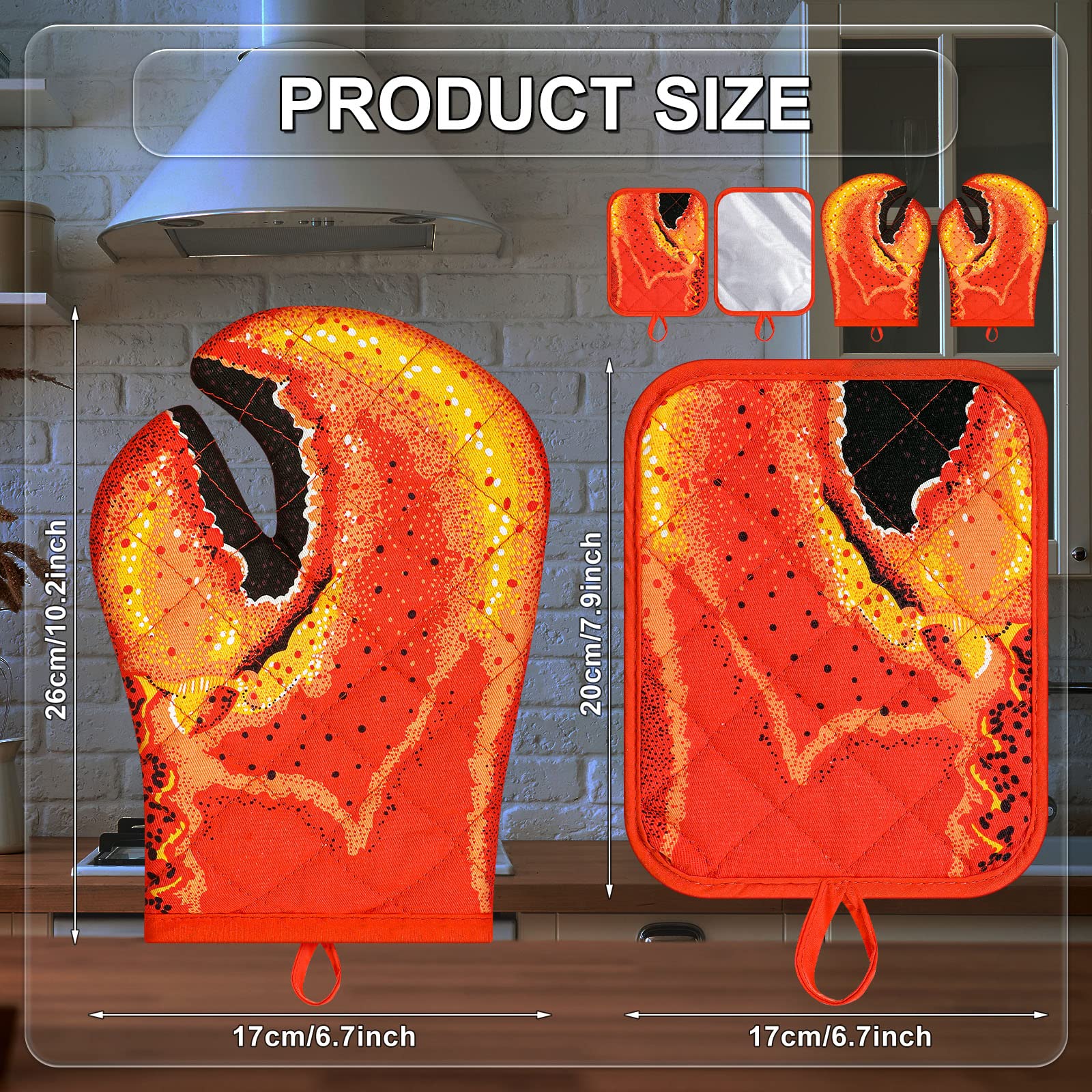 Guantes langosta Nuenen en rojo para cocina segura al asar y hornear.