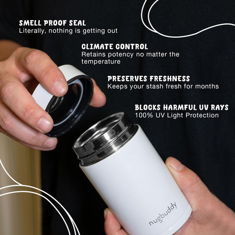 nugbuddy mini diseño compacto y portátil cabe en bolsillos o portabotellas