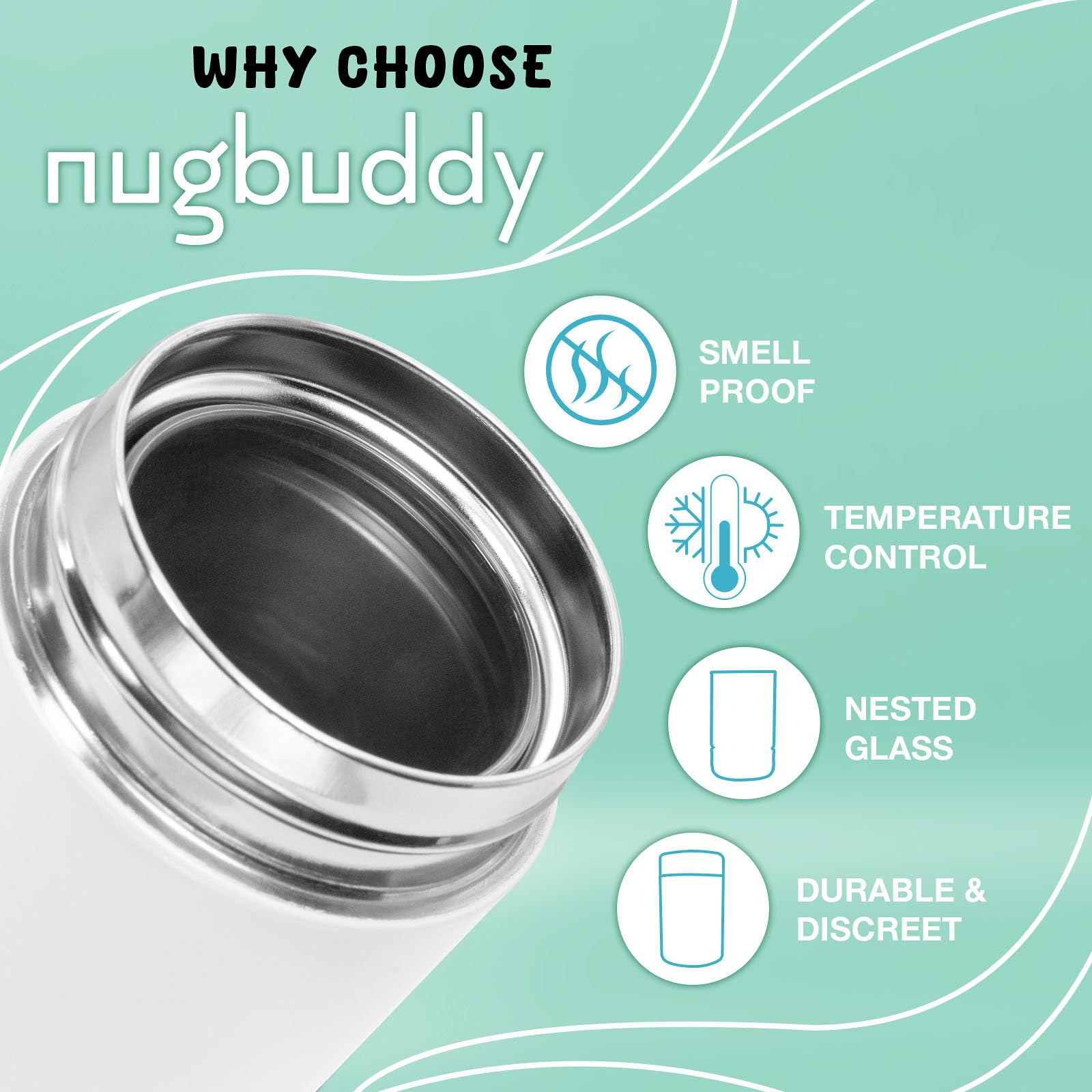 nugbuddy mini doble-pared-acero-inoxidable mantiene temperatura estable