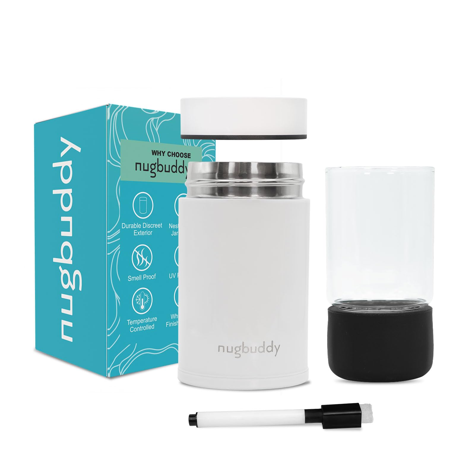 nugbuddy mini con tapa hermética para conservar frescura