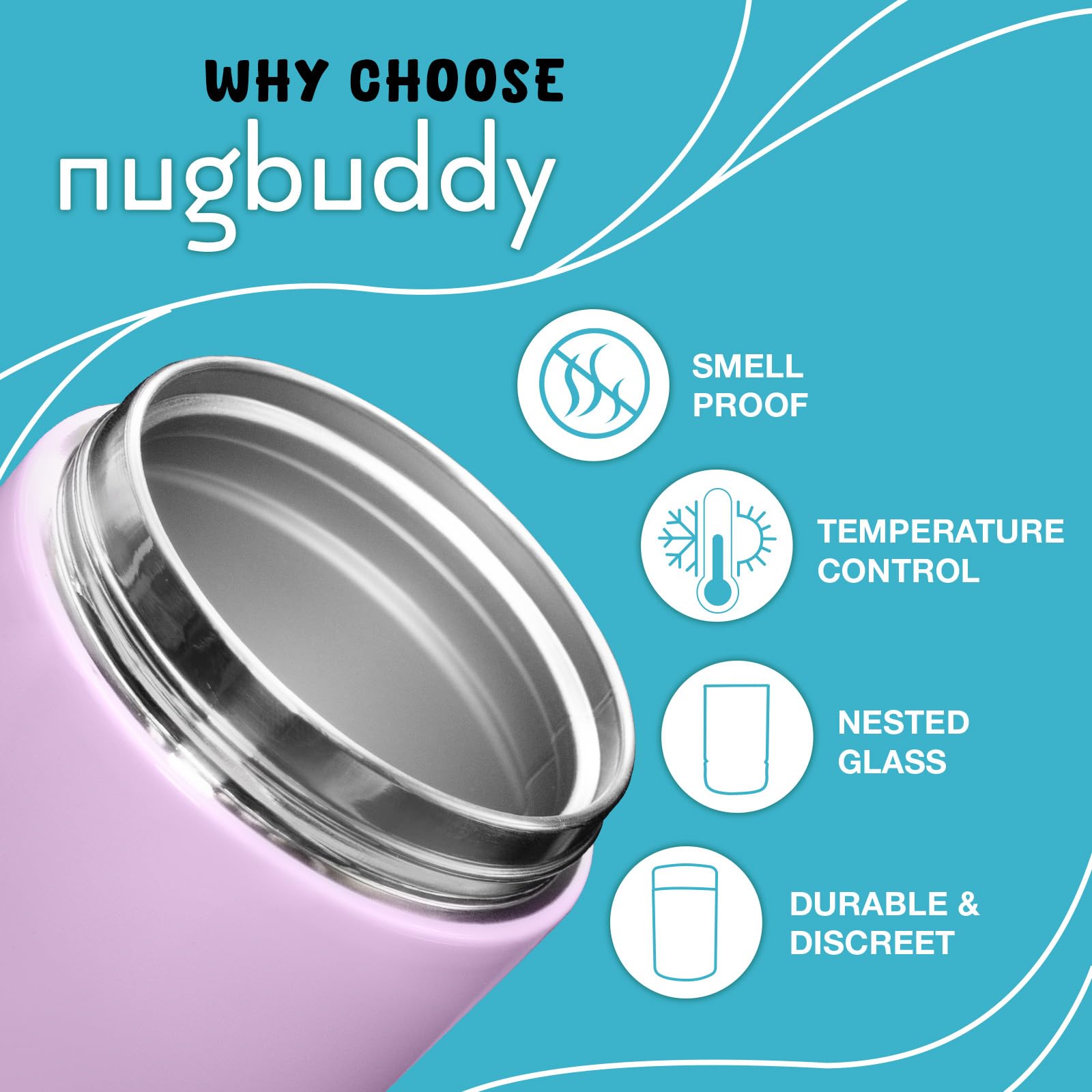 Nugbuddy protección UV en exterior, ayuda a conservar aroma y color de los contenidos.