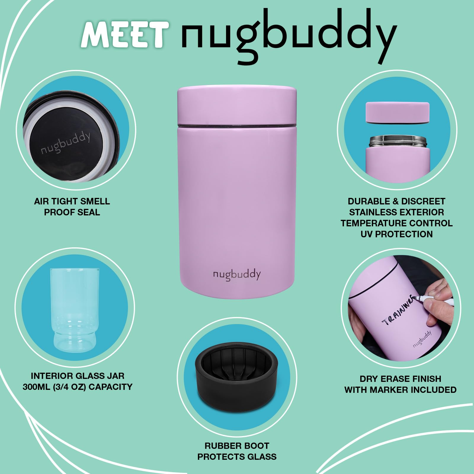 Nugbuddy tapa de acero inoxidable con sello hermético para uso doméstico y al aire libre.