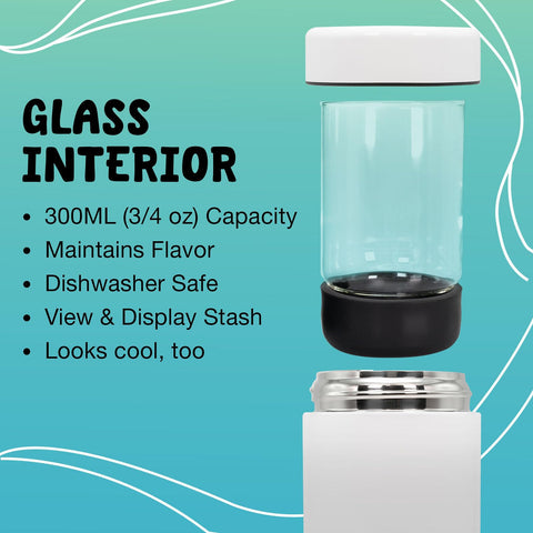 nugbuddy tarro de vidrio interior visible mantiene la frescura