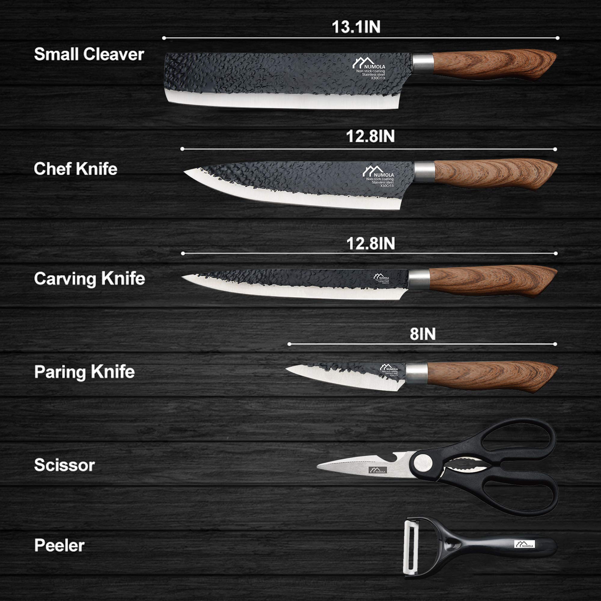 Cuchillo para trinchar Numola de 8 pulgadas, ideal para cortes uniformes.