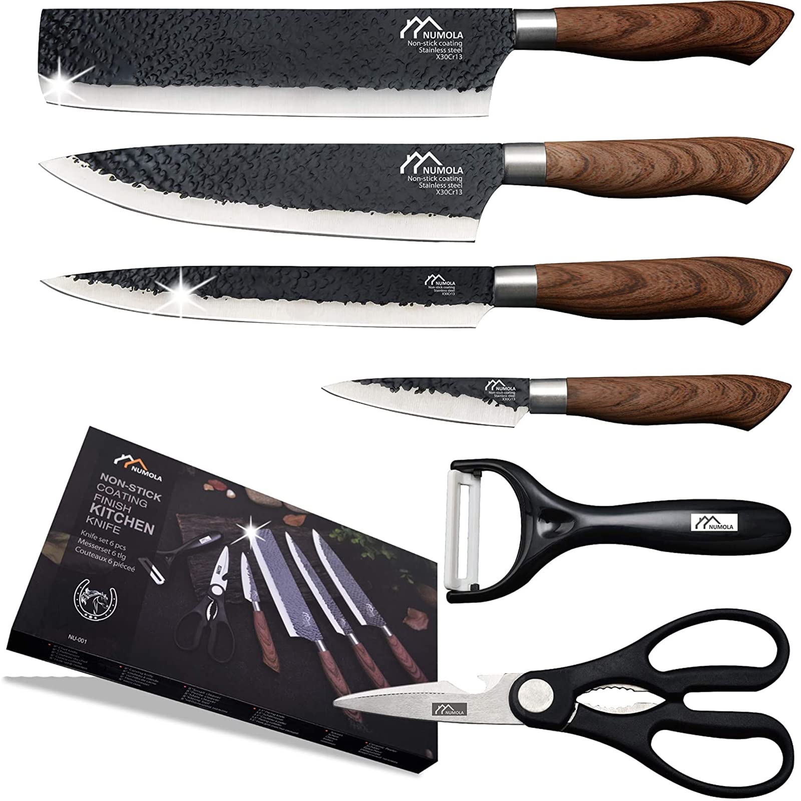 Cuchillo chef Numola de 8 pulgadas con filo preciso para cortes limpios.