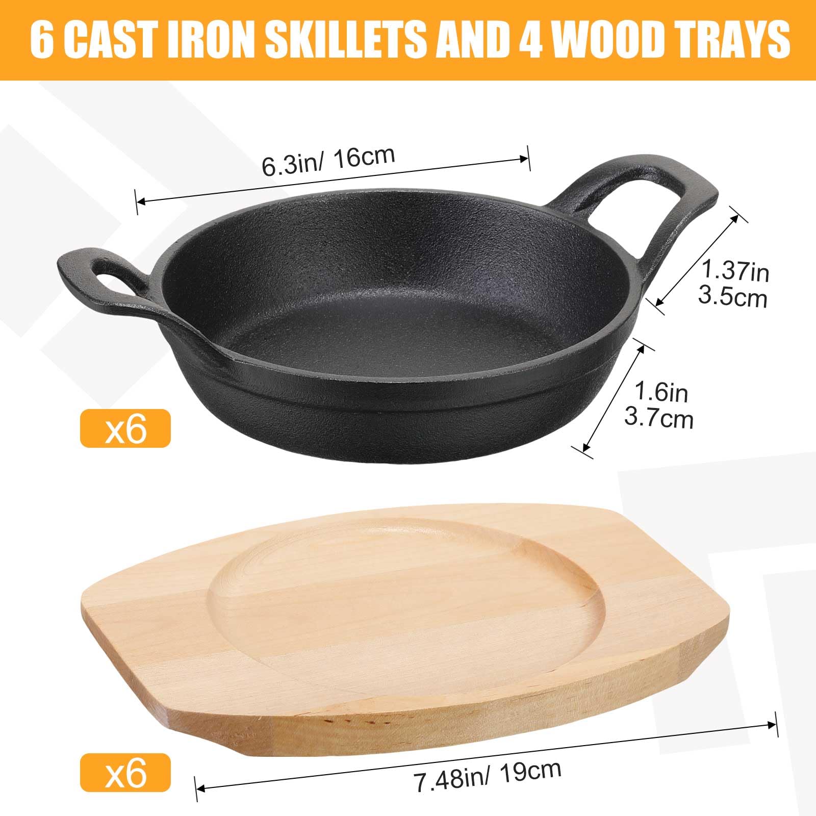 Sartén Nuogo de 16 cm con base de madera, tamaño práctico para uso diario.