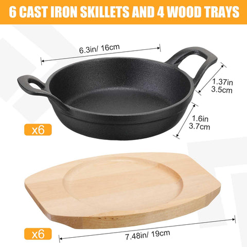 Sartén Nuogo de 16 cm con base de madera, tamaño práctico para uso diario.