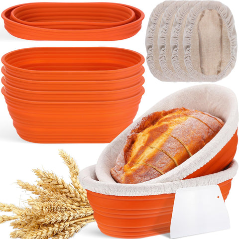 Nuogo cestas de levado ovales para pan de 10 pulgadas, favorecen fermentación uniforme.
