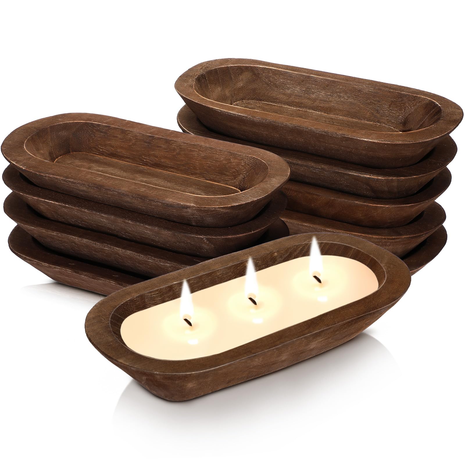 Nuogo conjunto diez cuencos de madera para decoración rústica y organización