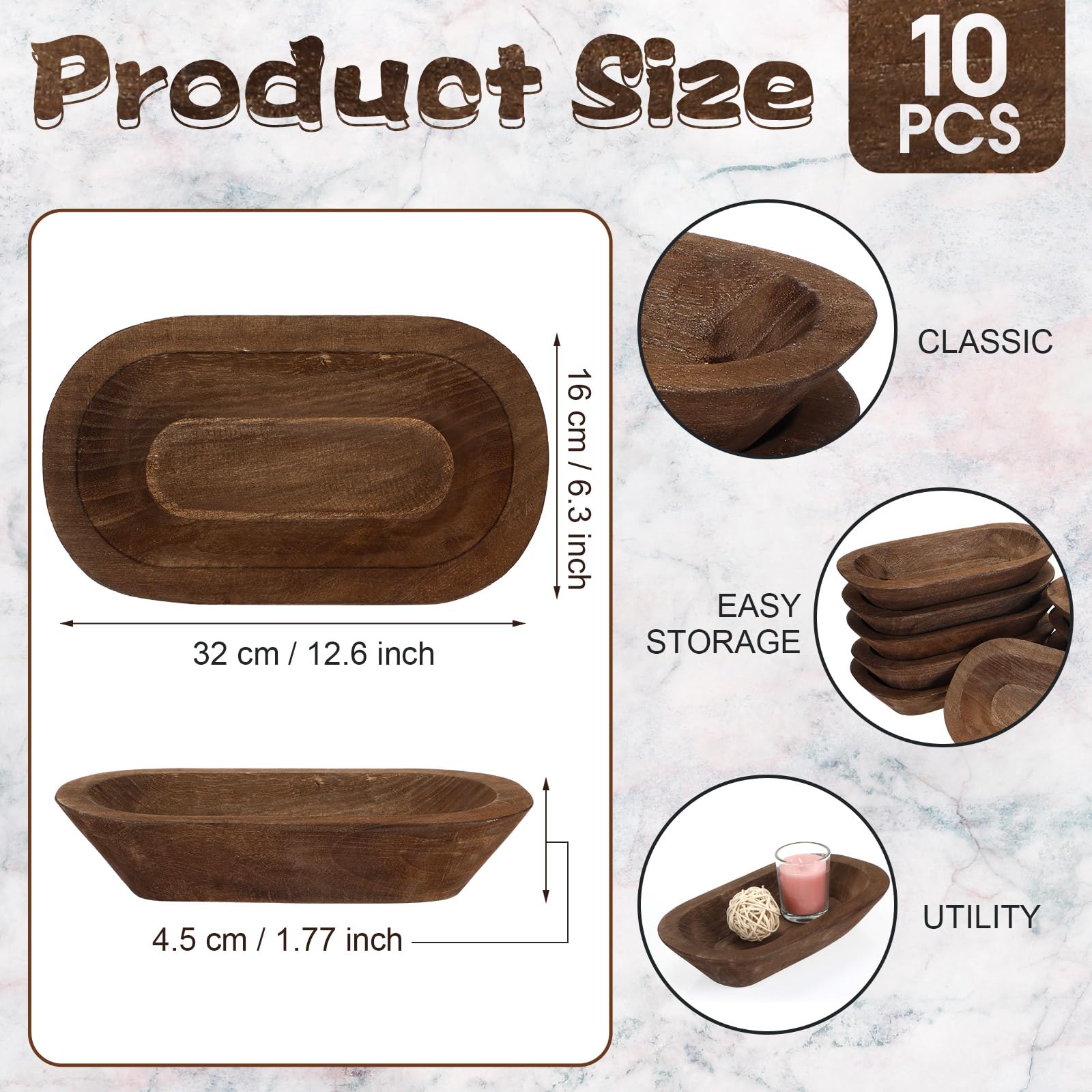 Nuogo cuenco de masa de madera ovalado para presentaciones elegantes