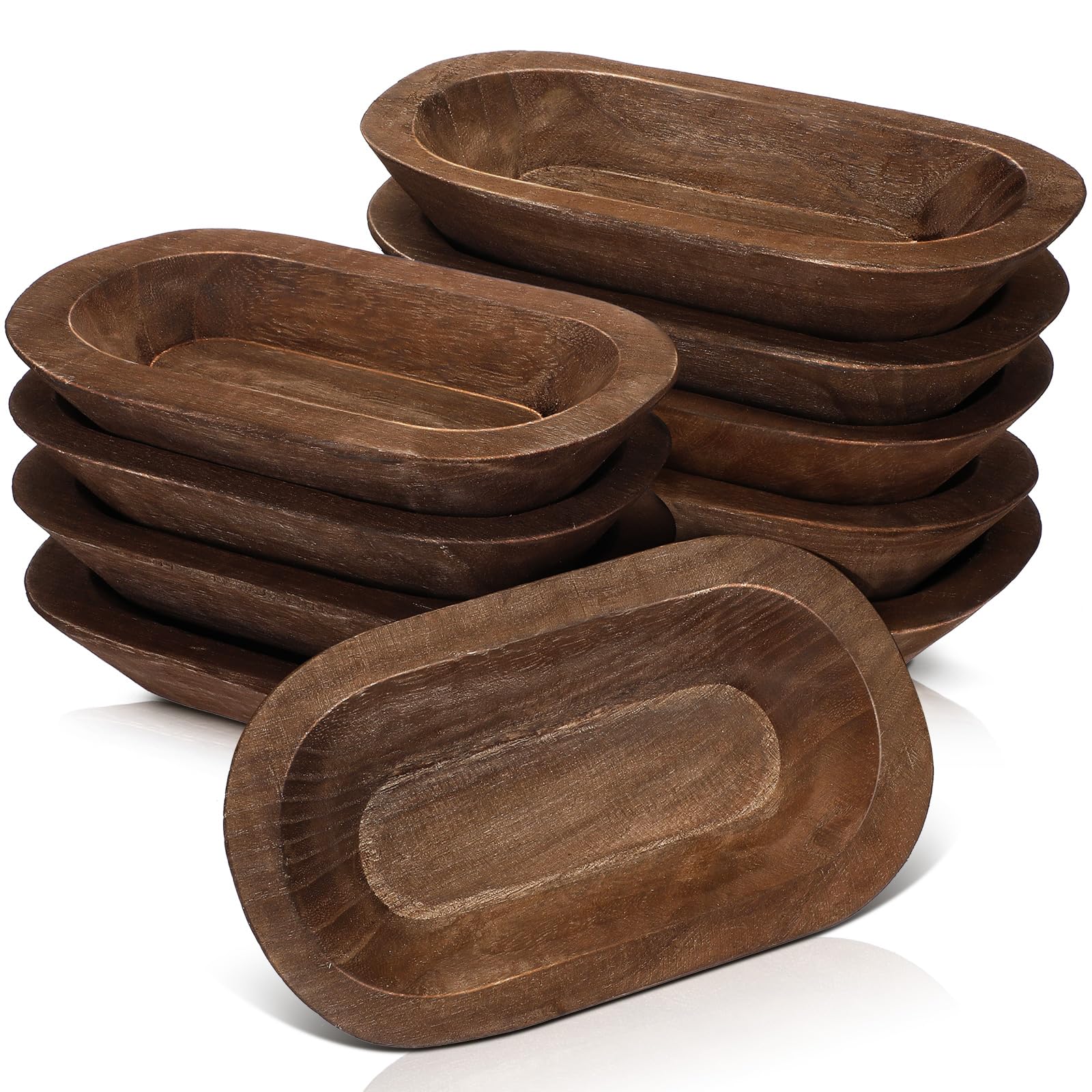 Nuogo cuencos masa madera ovalados para decoración rústica en la mesa