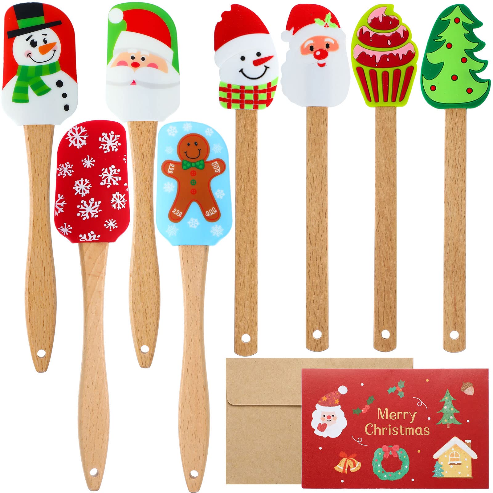 Nuogo espátula de silicona navidad con Santa, ideal para mezclar masa sin pegar