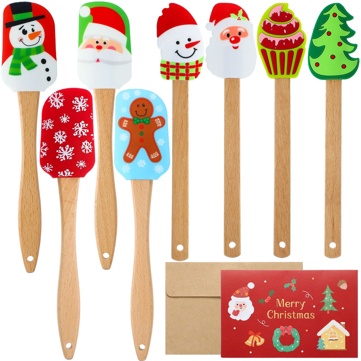 Nuogo espátula de silicona navidad con Santa, ideal para mezclar masa sin pegar