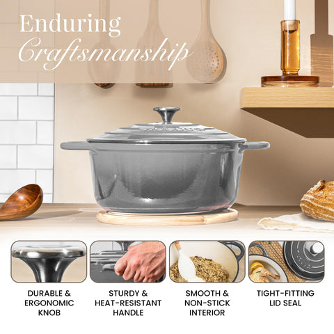 Nuovva cazuela esmaltada: perfecta para hornear pan y dorar ingredientes.