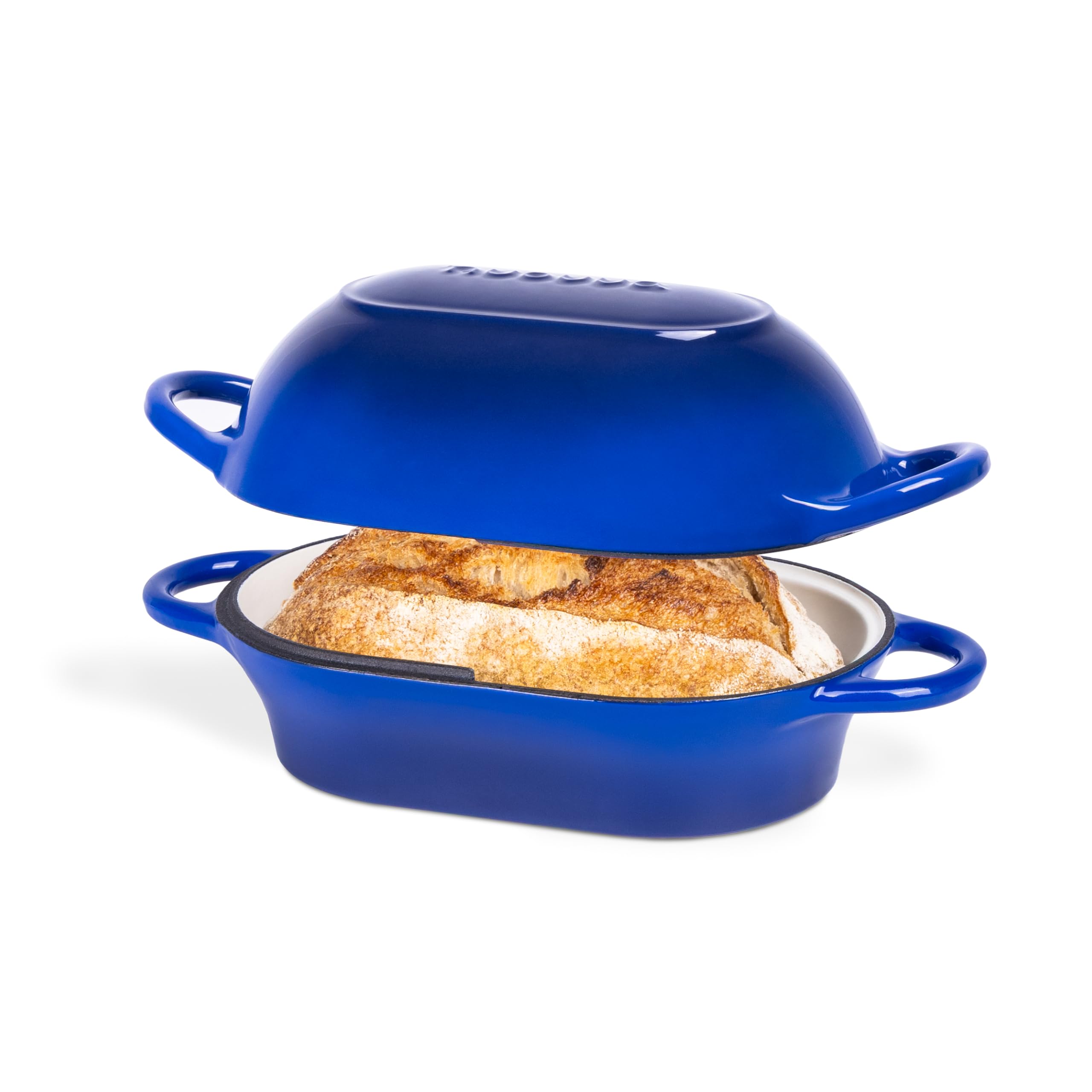 Horno Nuovva esmaltado azul frente, ideal para pan de masa madre.