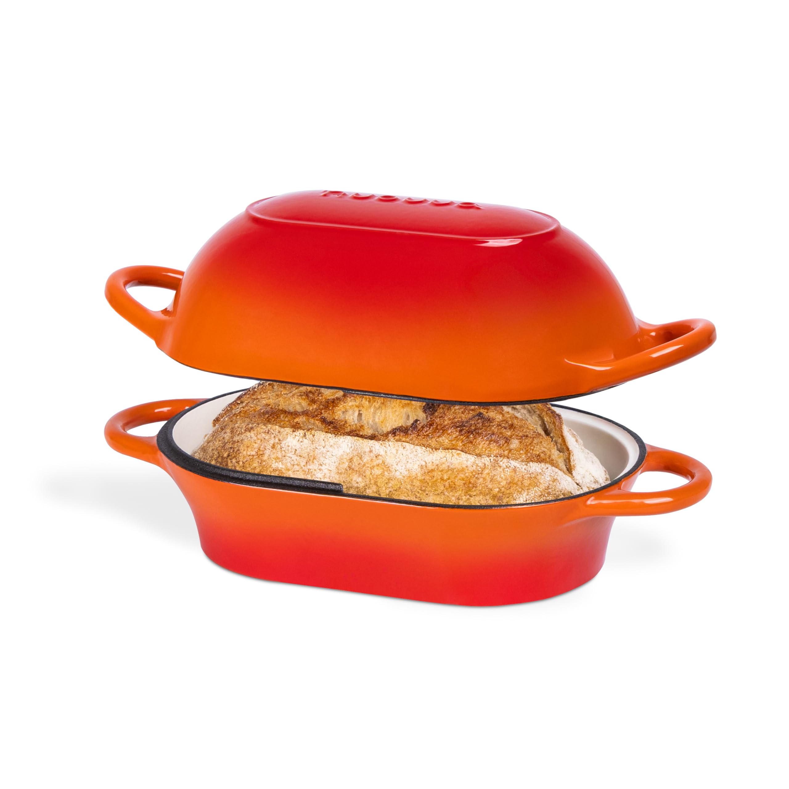 Nuovva horno-olla rectangular naranja para pan masa madre, resultados uniformes.