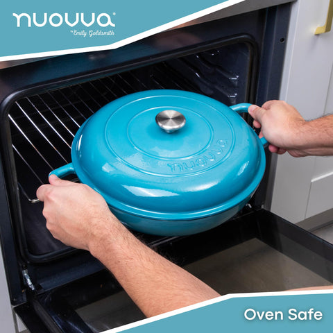 Interior esmaltado de Nuovva, superficie fácil de limpiar y cocinar con menos aceite.