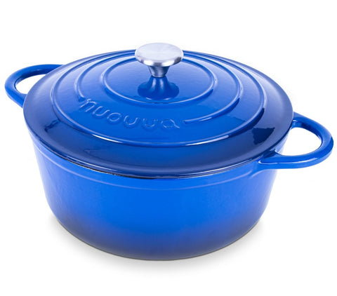 Olla Nuovva esmaltada de 28 cm con tapa, ideal para hornear pan.