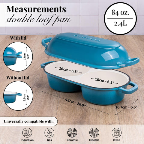 Nuovva olla hierro esmaltado azul claro, duradera y fácil de limpiar.