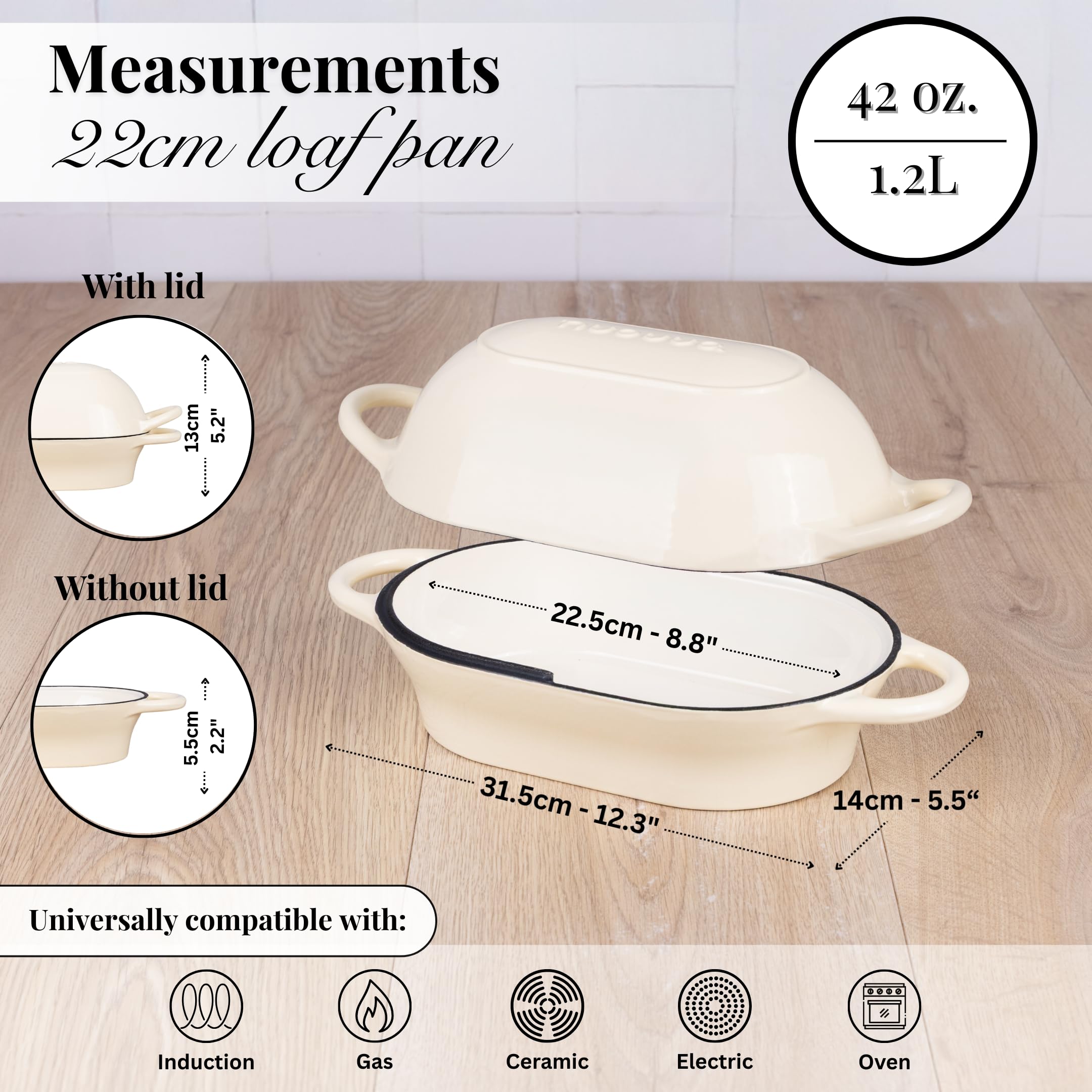 Nuovva olla de hierro esmaltado crema interior antiadherente facilita la limpieza