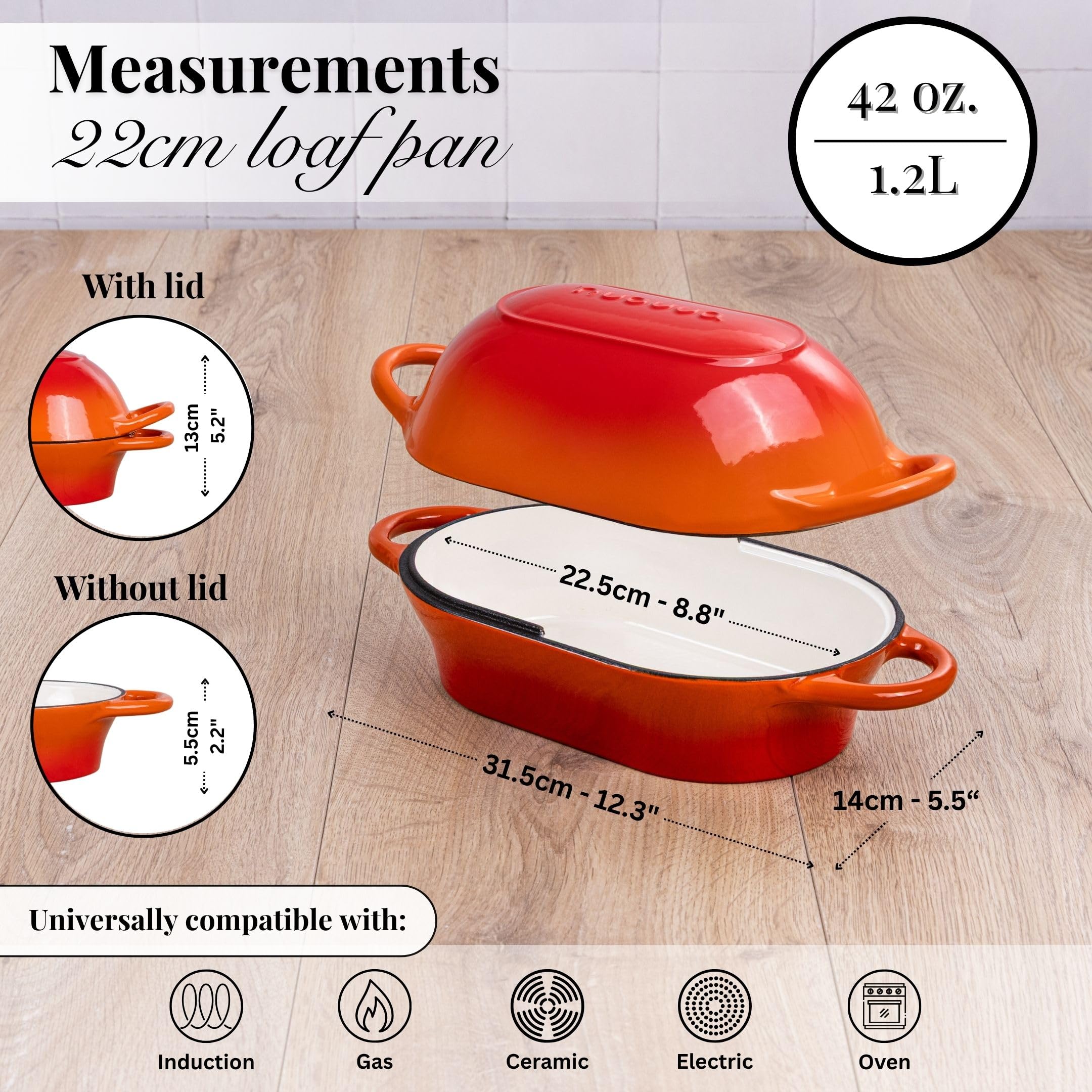 Nuovva olla de hierro esmaltado, interior liso para limpieza rápida.