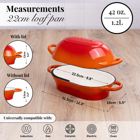 Nuovva olla de hierro esmaltado, interior liso para limpieza rápida.