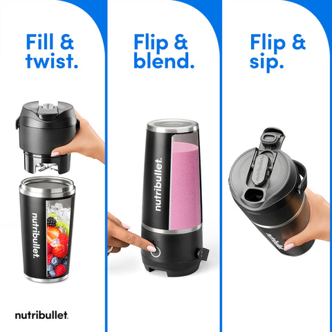 NutriBullet Flip: batería recargable con USB-C para varias rondas de batidos.