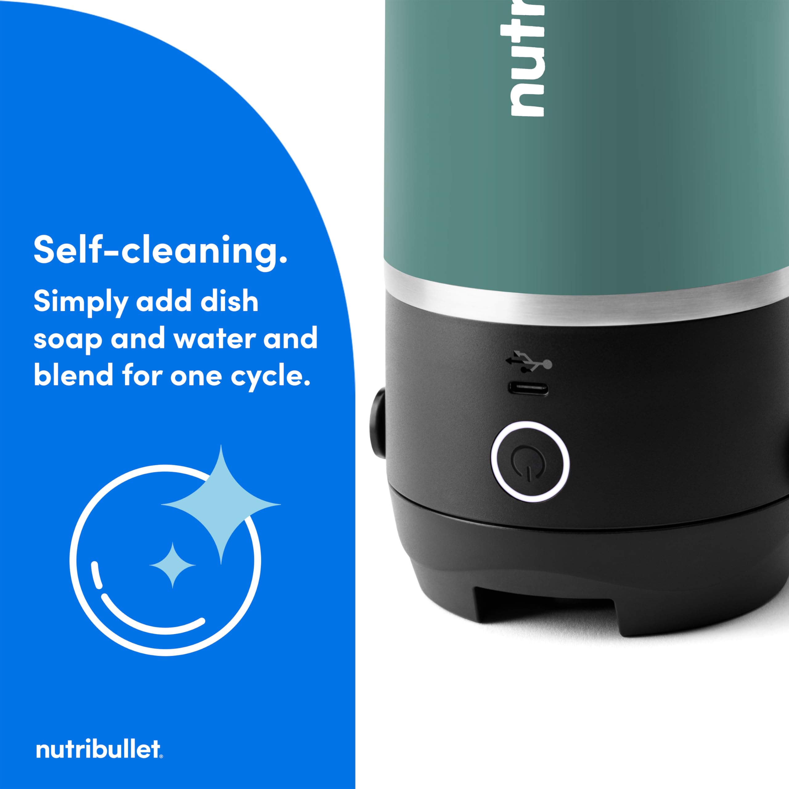 nutribullet Flip limpieza rápida con agua y jabón.