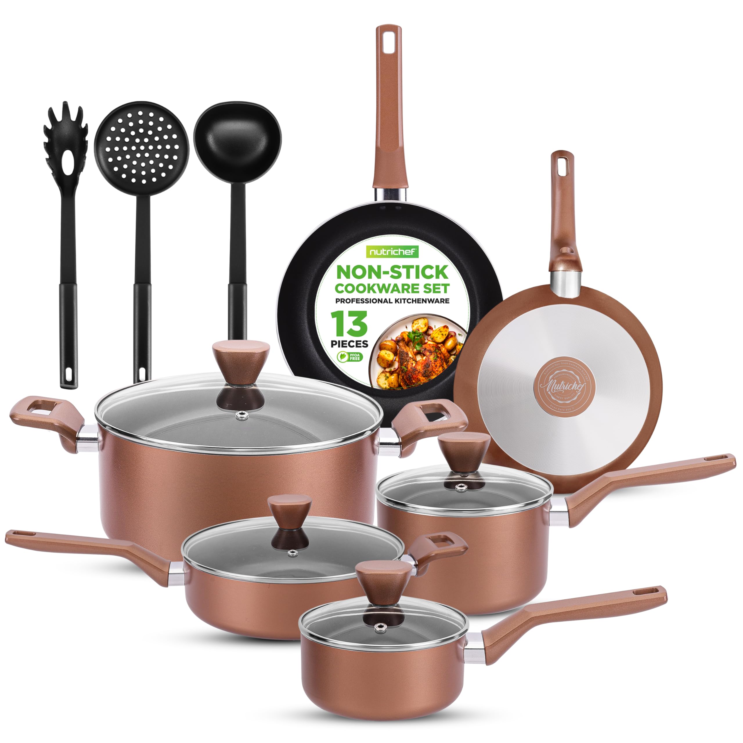 NutriChef 13 piezas; conjunto completo para cocinar con tapas