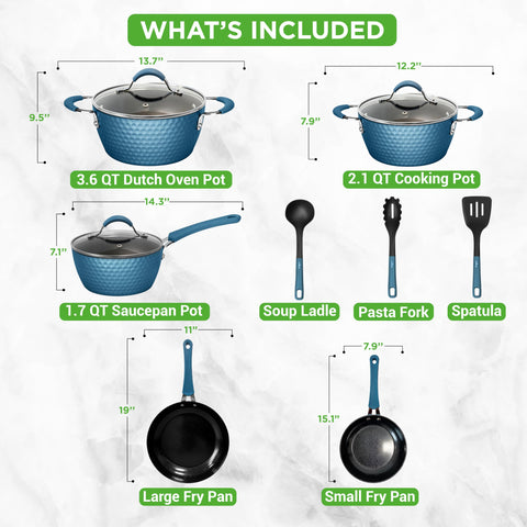 NutriChef cazo 2.1qt con tapa, cocina rápida y fácil limpieza.