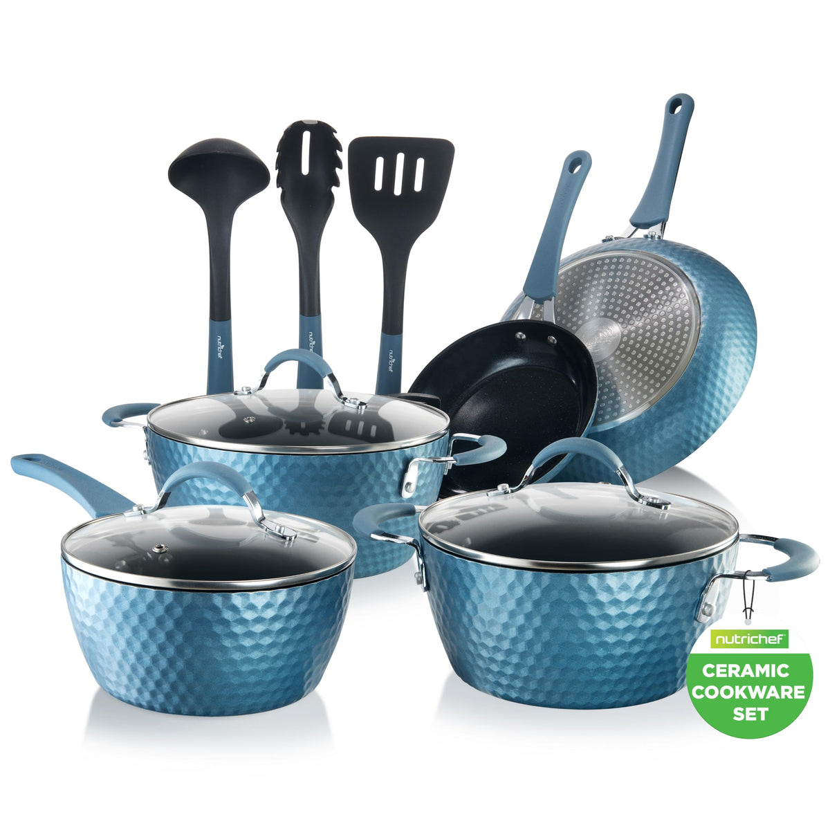 NutriChef cazo 7qt con tapa, distribución uniforme del calor para hervidos.