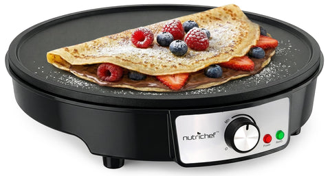 NutriChef crepe maker de 12 pulgadas con superficie antiadhesente para crepes lisos