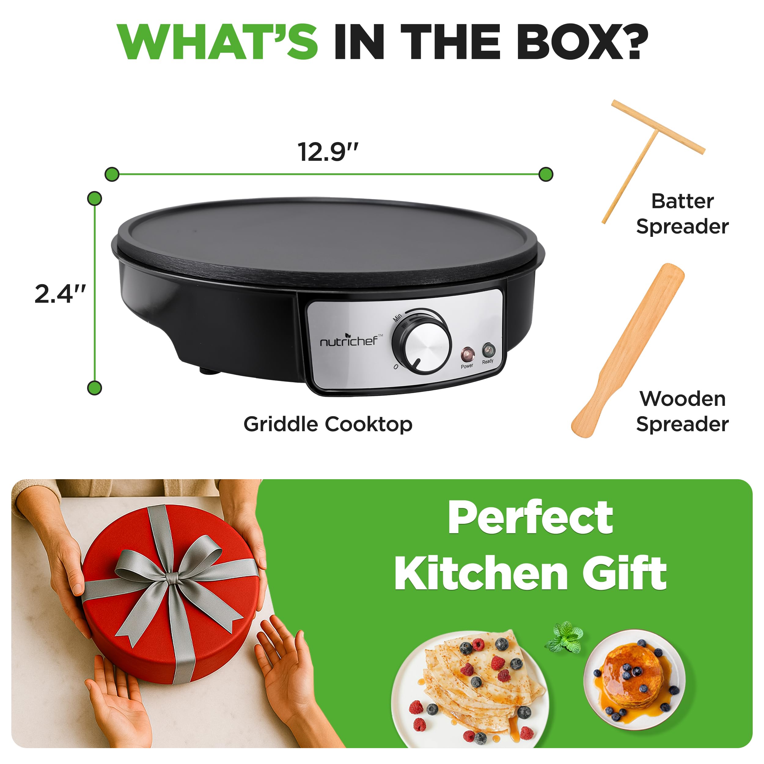 NutriChef crepe maker diseño compacto para encimeras pequeñas