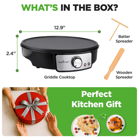 NutriChef crepe maker diseño compacto para encimeras pequeñas