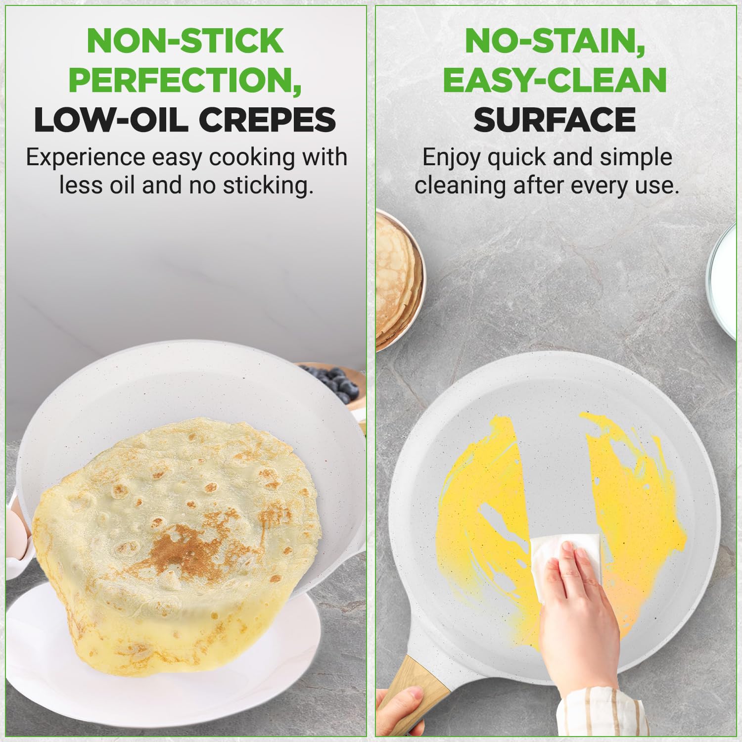 NutriChef Crepe Pan 11 limpieza facil superficie resistente a manchas