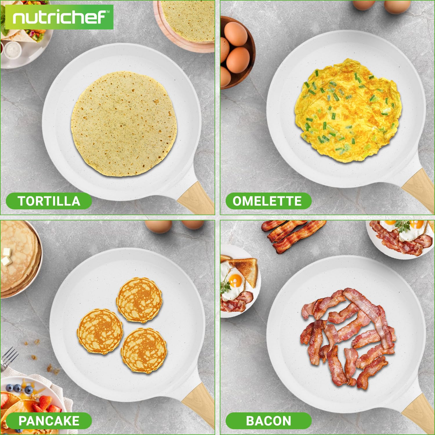 NutriChef Crepe Pan 11 revestimiento marmol antiadherente duradero