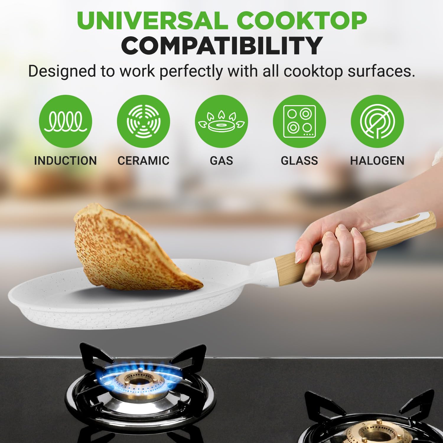 NutriChef Espatula madera para crepes extiende la masa de forma pareja