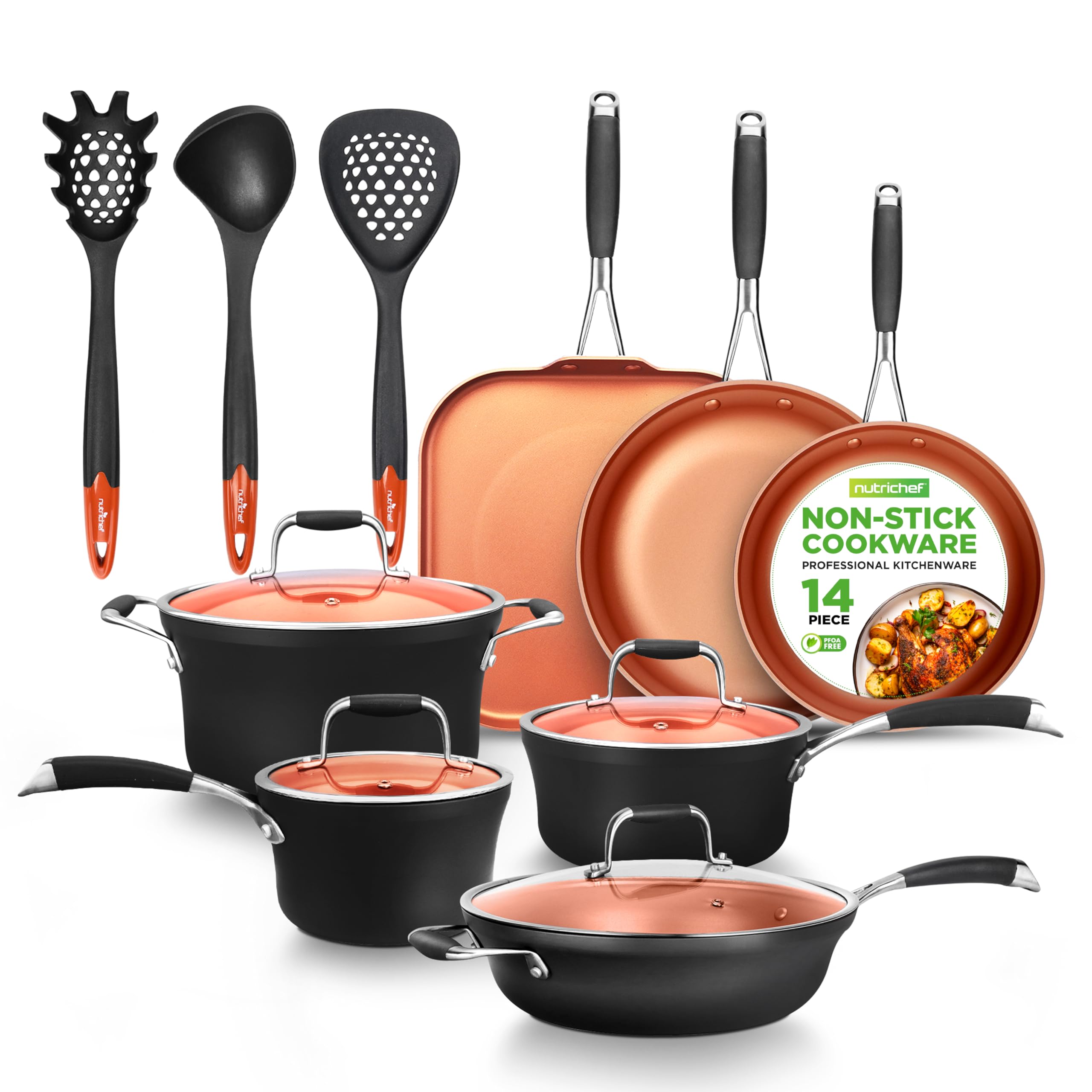 NutriChef juego-ollas-14-piezas, versátil para todo tipo de recetas diarias.