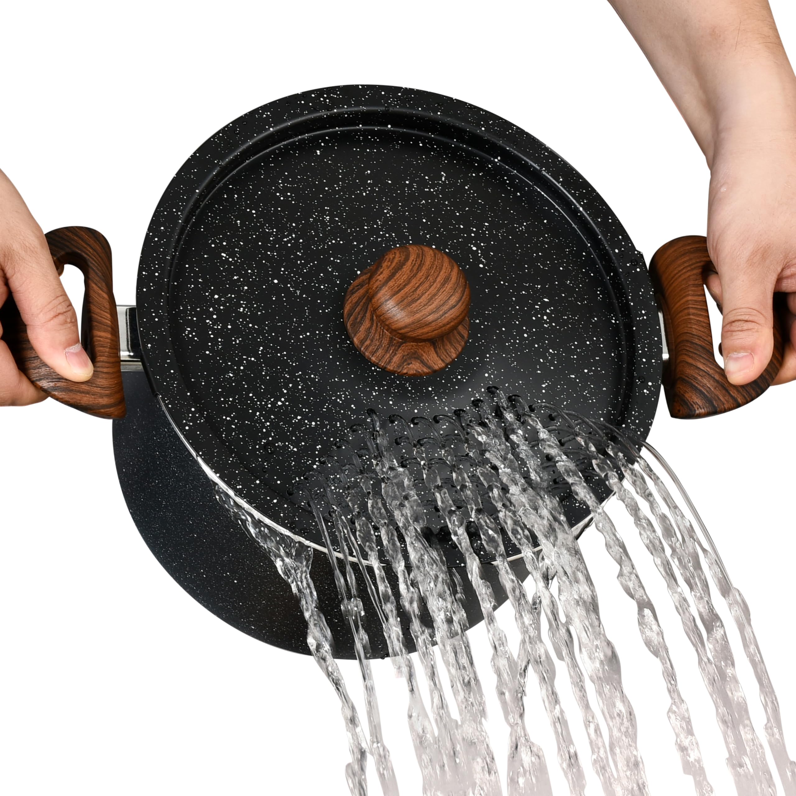 NutriChef Olla 5qt con tapa coladora para escurrir seguro
