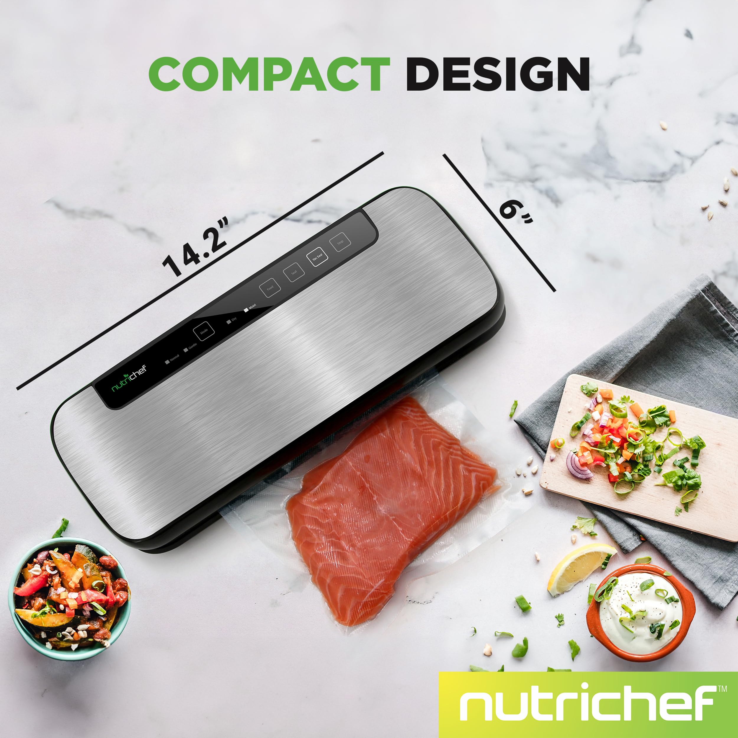 Panel de controles táctiles iluminados de NutriChef para sellado preciso
