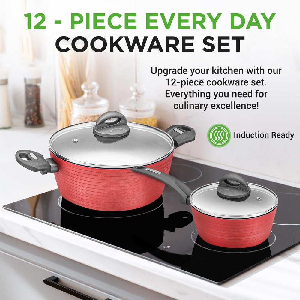 NutriChef Pro 1.5qt cazo con tapa, ideal para salsas y reducciones.