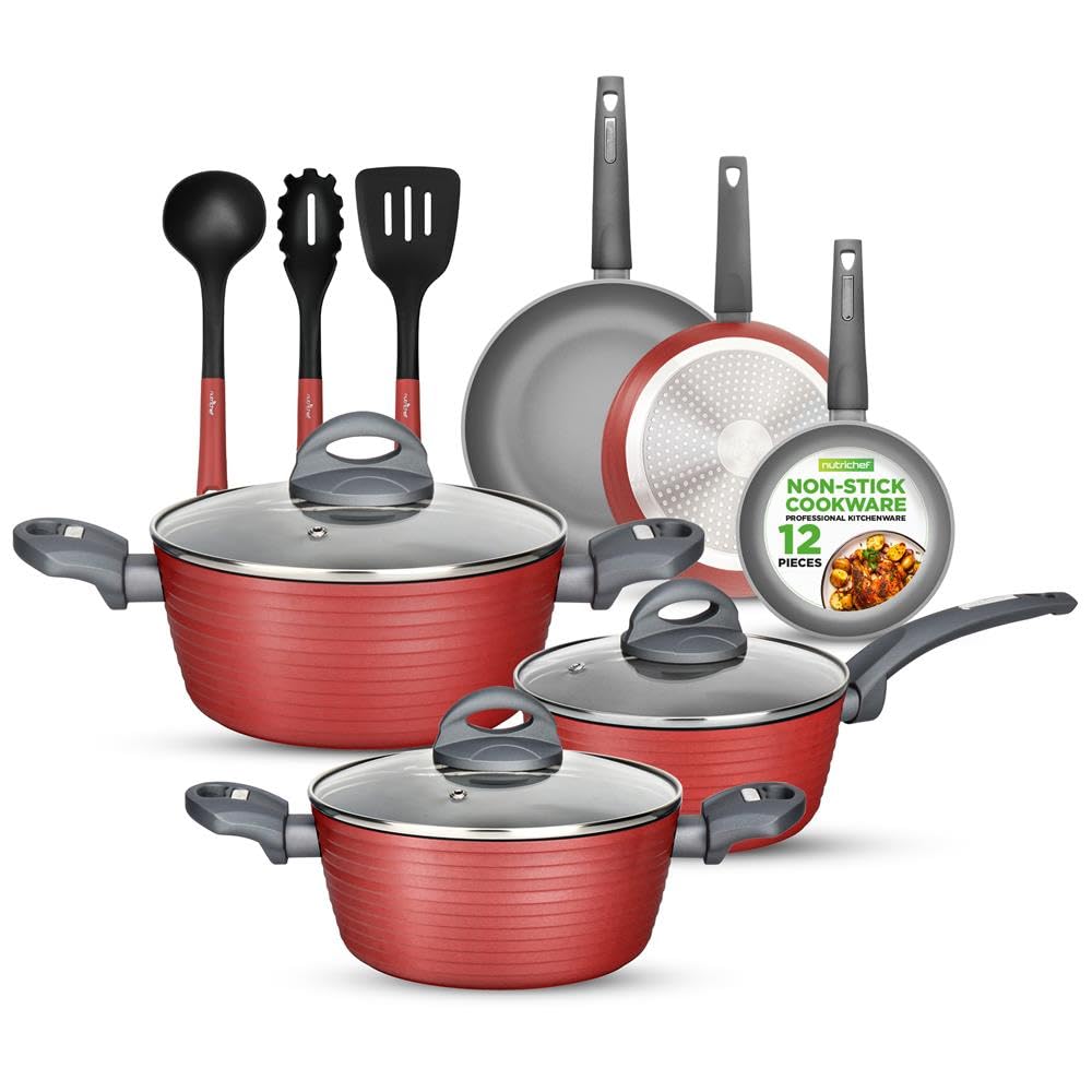 NutriChef Pro 12piezas-set-cocina nonstick, colección completa para diversas cocciones.