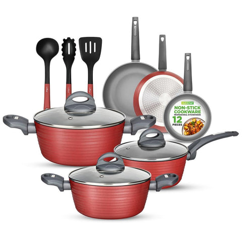 NutriChef Pro 12piezas-set-cocina nonstick, colección completa para diversas cocciones.