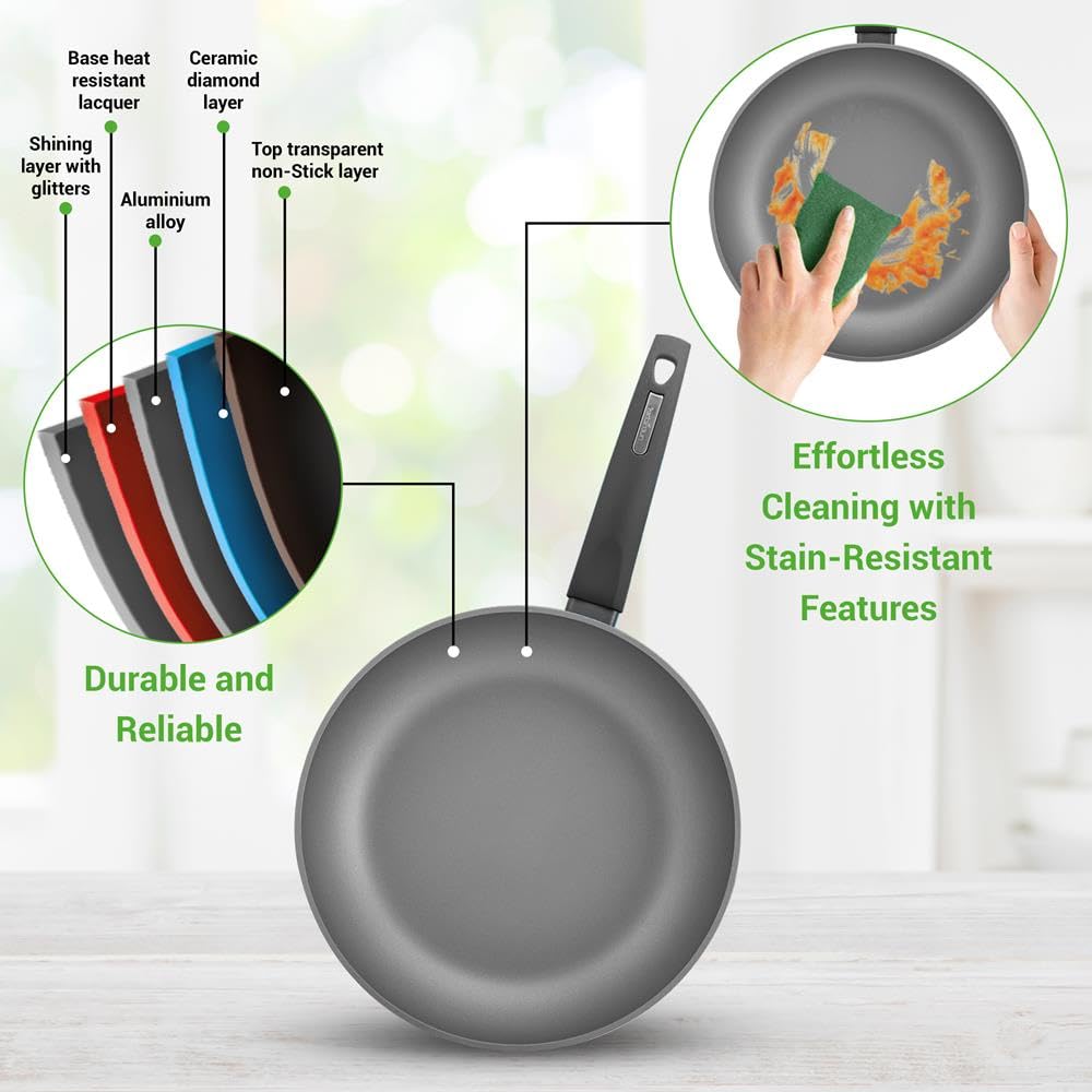 NutriChef Pro sartén 11 pulgadas, antiadherente para salteados dorados.