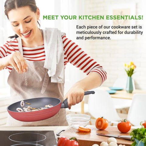 NutriChef Pro sartén 9.5 pulgadas, cocción rápida y manejo cómodo.