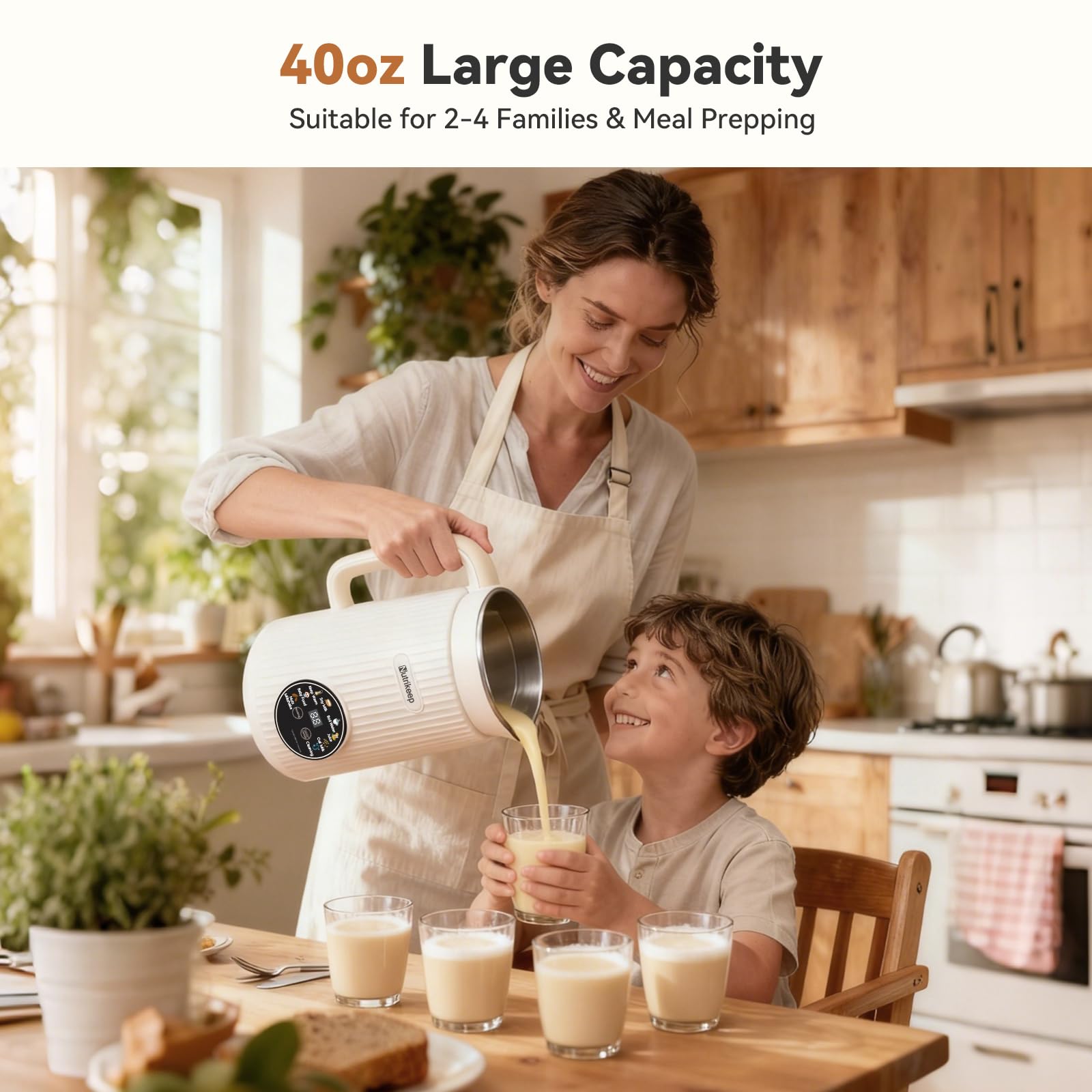 Nutrikeep Nut Milk Maker, retardo de 18 horas para planificar bebidas.