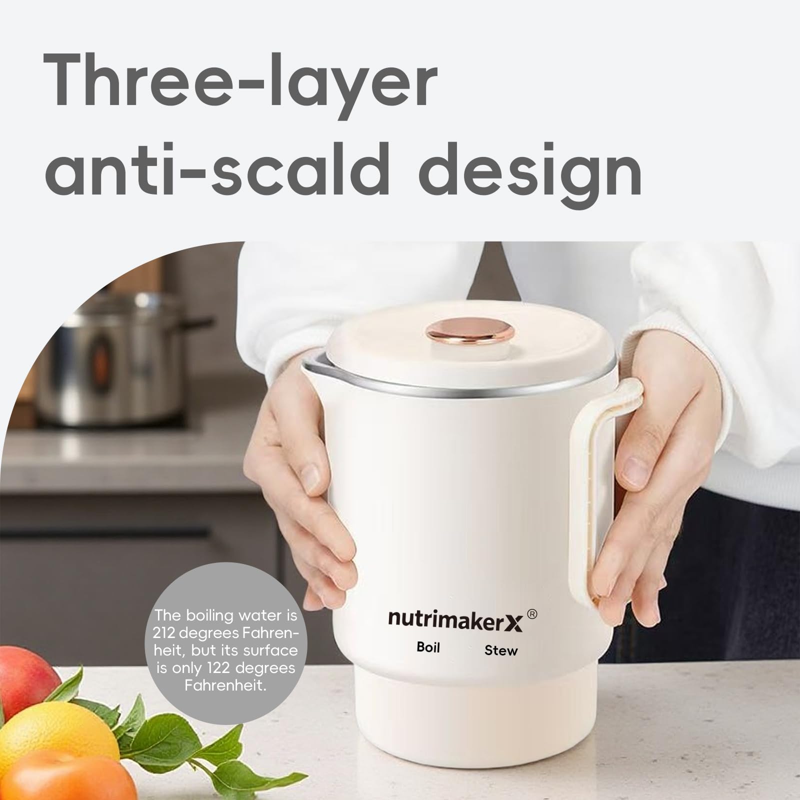 Base antideslizante del hervidor Nutrimakerx para mayor estabilidad.