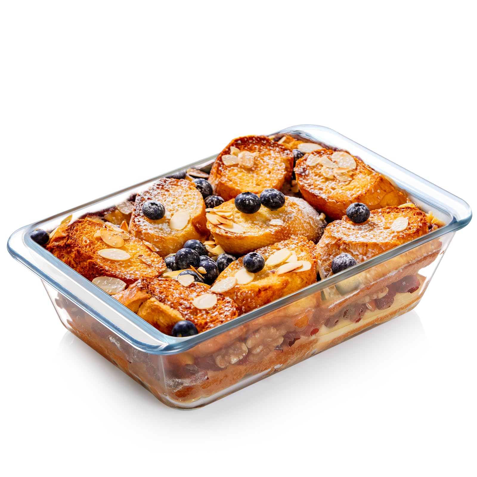 NutriUPS bandeja de vidrio profunda para hornear lasañas y guisos de forma uniforme.