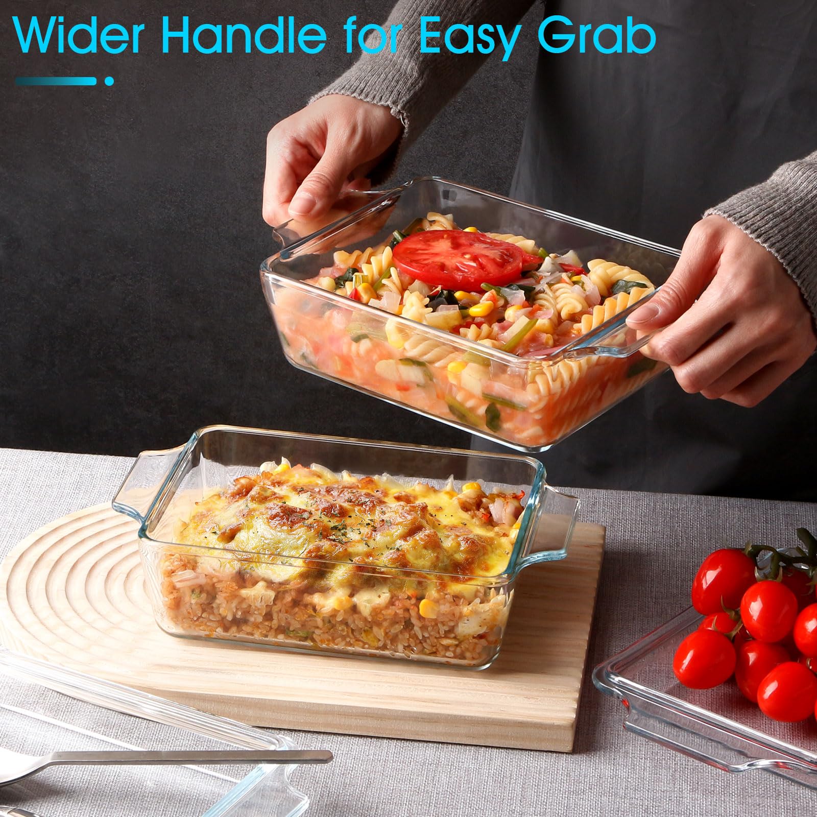 Bandeja rectangular Nutriups para cocinar en el horno con resultados uniformes.