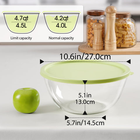 NUTRIUPS bol grande de vidrio para mezclar, comodidad al preparar ingredientes.